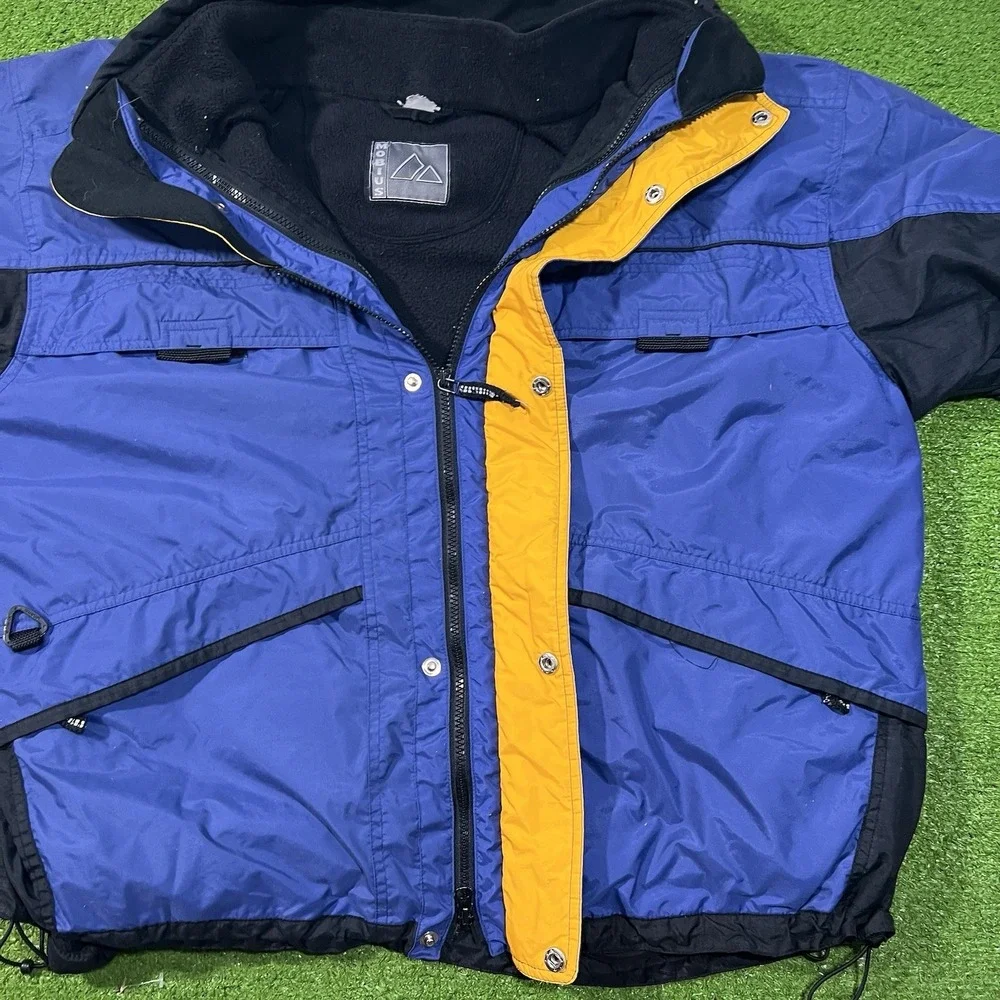 Vintage Ski Jacket XL Removable Fleece Lining 3 In 1 90s Snowboard Mobius Blue‎